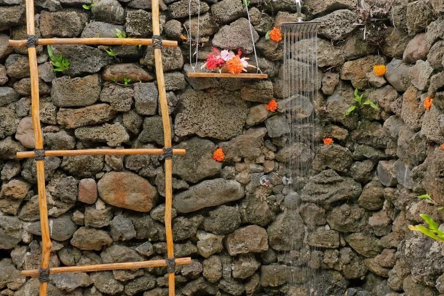 Natural stone shower at Paradise Taveuni