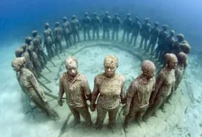 An underwater sculpture in St. Vincent and Grenadines.
