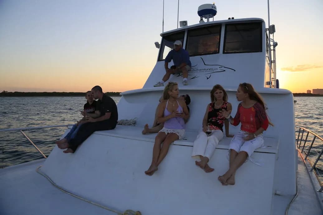 Guests lounging on the sundeck