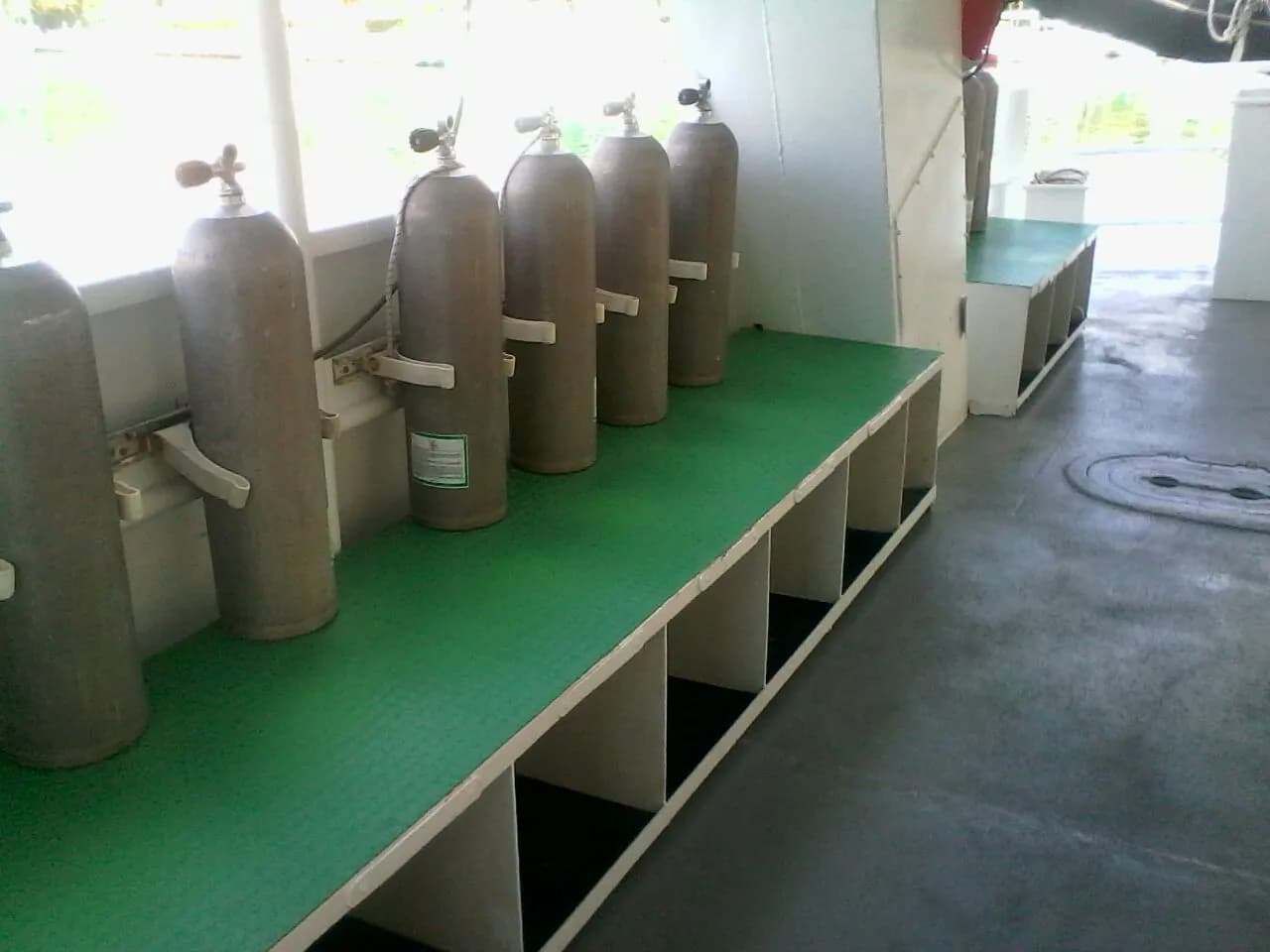 Dive tanks lined up neatly