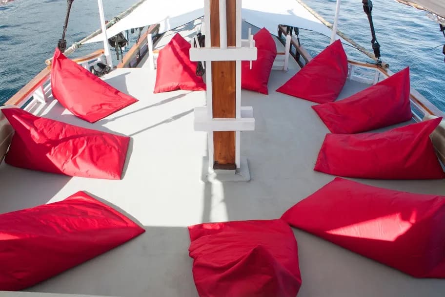 Bean bag chairs on the deck