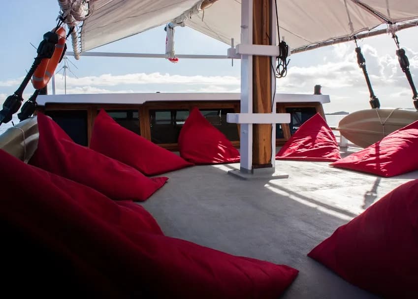 Bean bag chairs on the deck