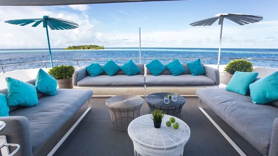 Outdoor lounge area with couches
