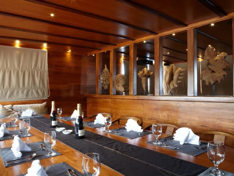 Indoor dining area on the Damai I Liveaboard
