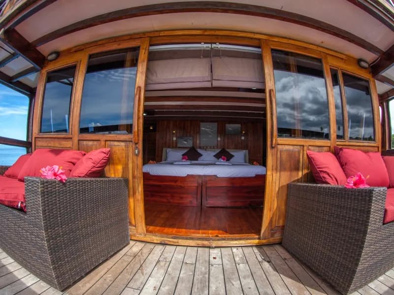 Cabin 6 viewed from the stern deck of the Damai I Liveaboard