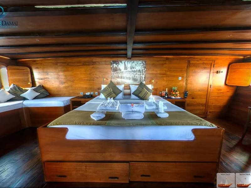 Interior of the Master Cabin aboard the Damai I (Dive Damai Liveaboard)