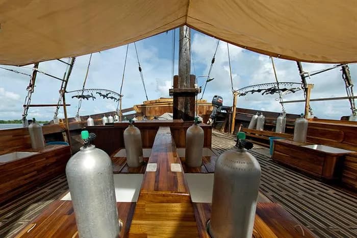 Dive deck aboard the Damai I Liveaboard