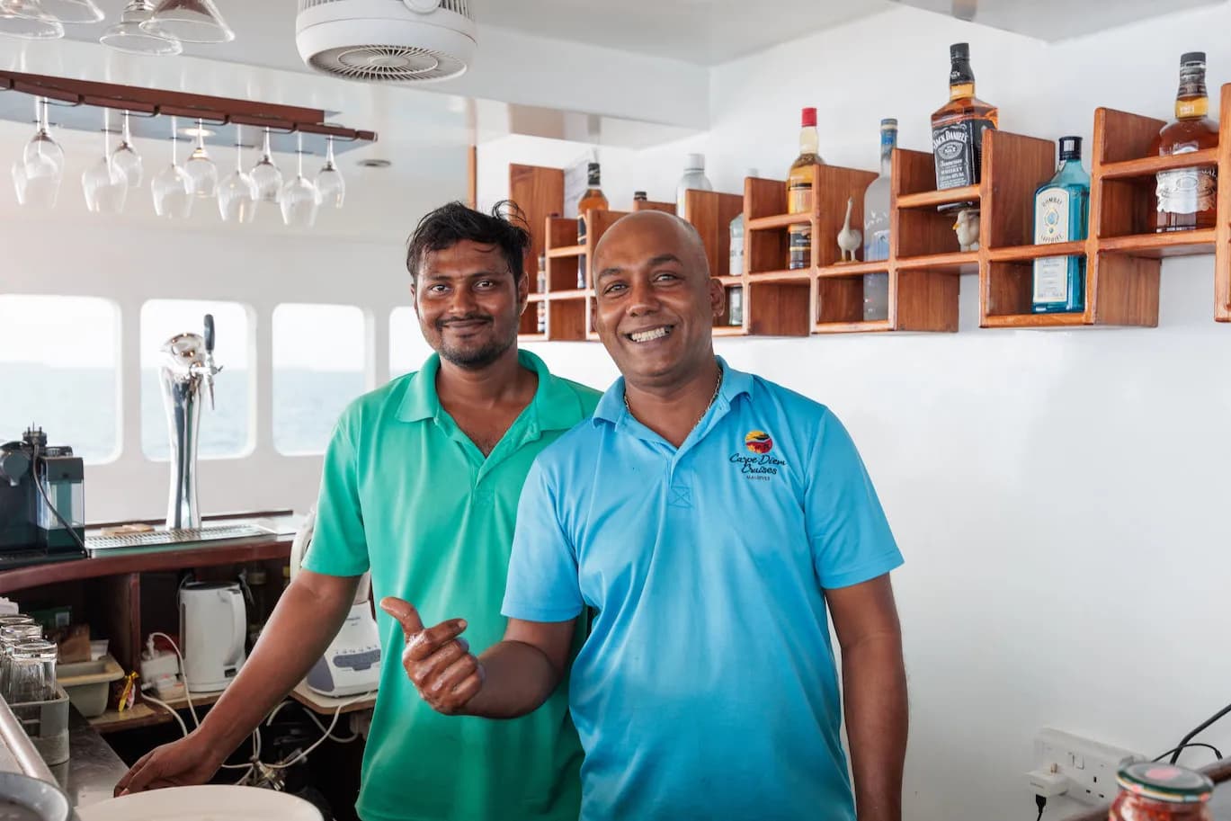 Shaded bar area with friendly staff
