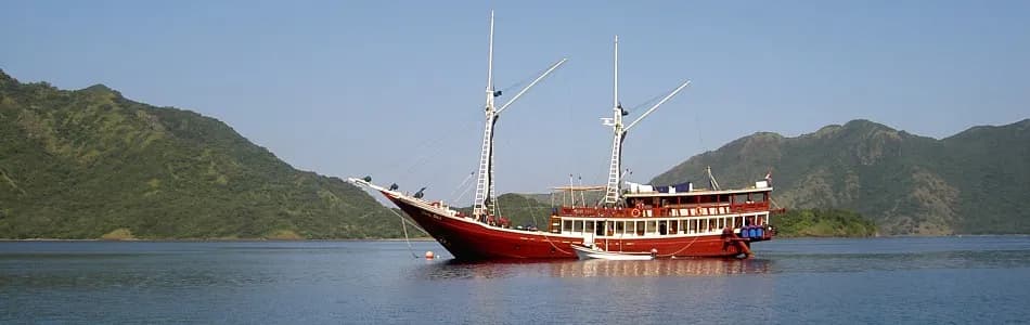 Seven Seas liveaboard sits on the water