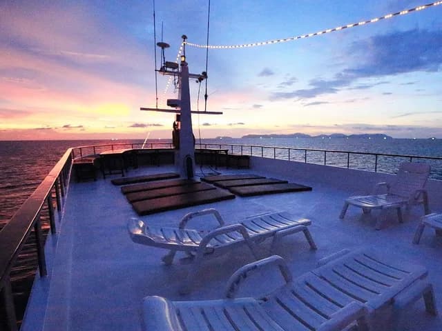 Watching the sunset from the sundeck