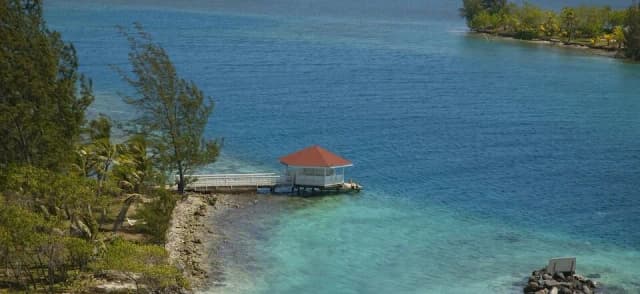 Fantasy Island Roatan Resort next to the sea.