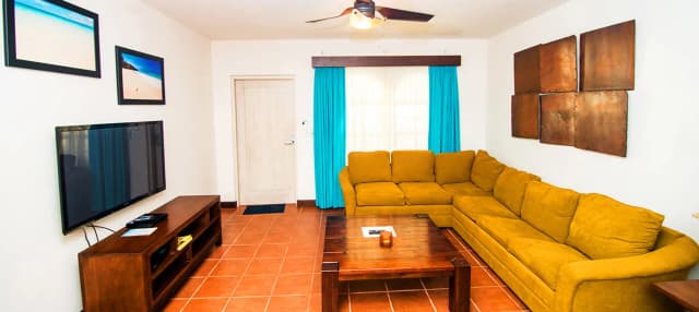 Beachfront living room at Maya Princess Roatan