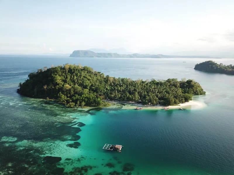 Aerial view of the private island Aerial view of the private island