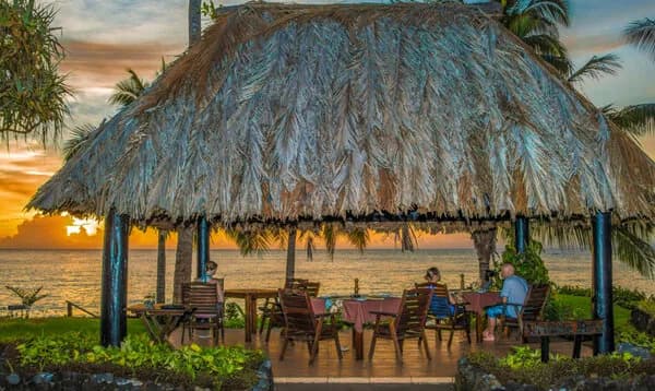 Outdoor seating area at Paradise Taveuni