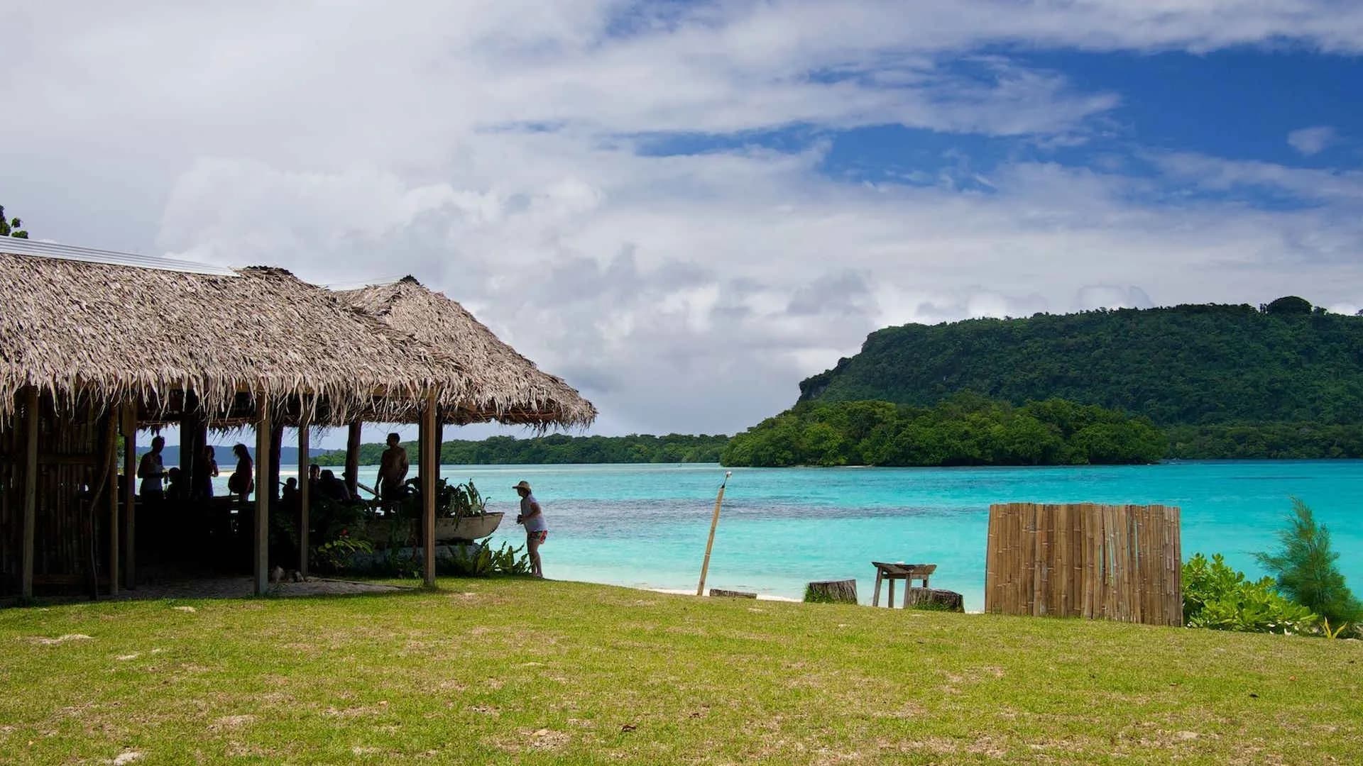 A thatched roof building next to the sea at The Espiritu Vanuatu. A thatched roof building next to the sea at The Espiritu Vanuatu.