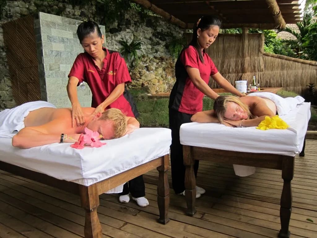 People enjoy a massage at El Galleon