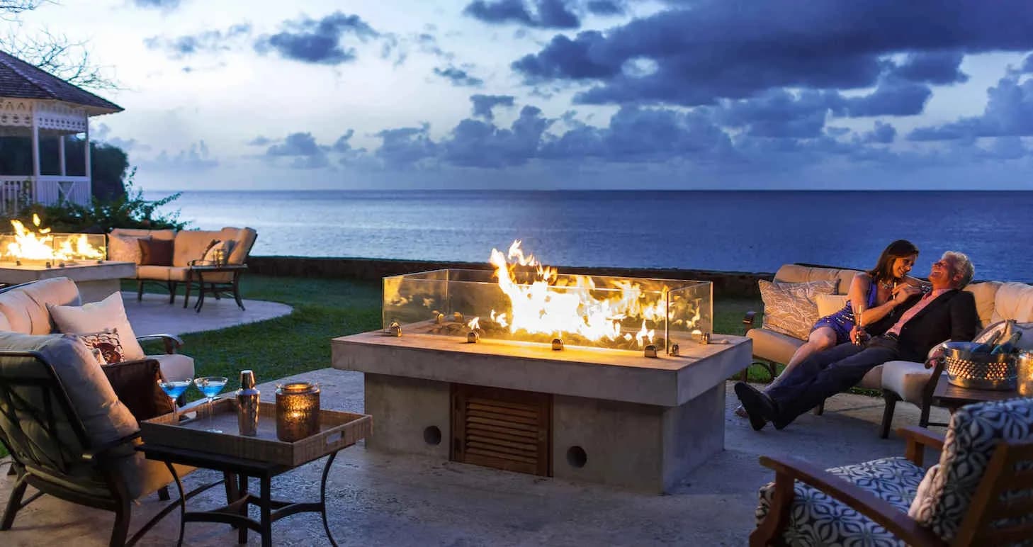 Guests relaxing around the bonfire Guests relaxing around the bonfire