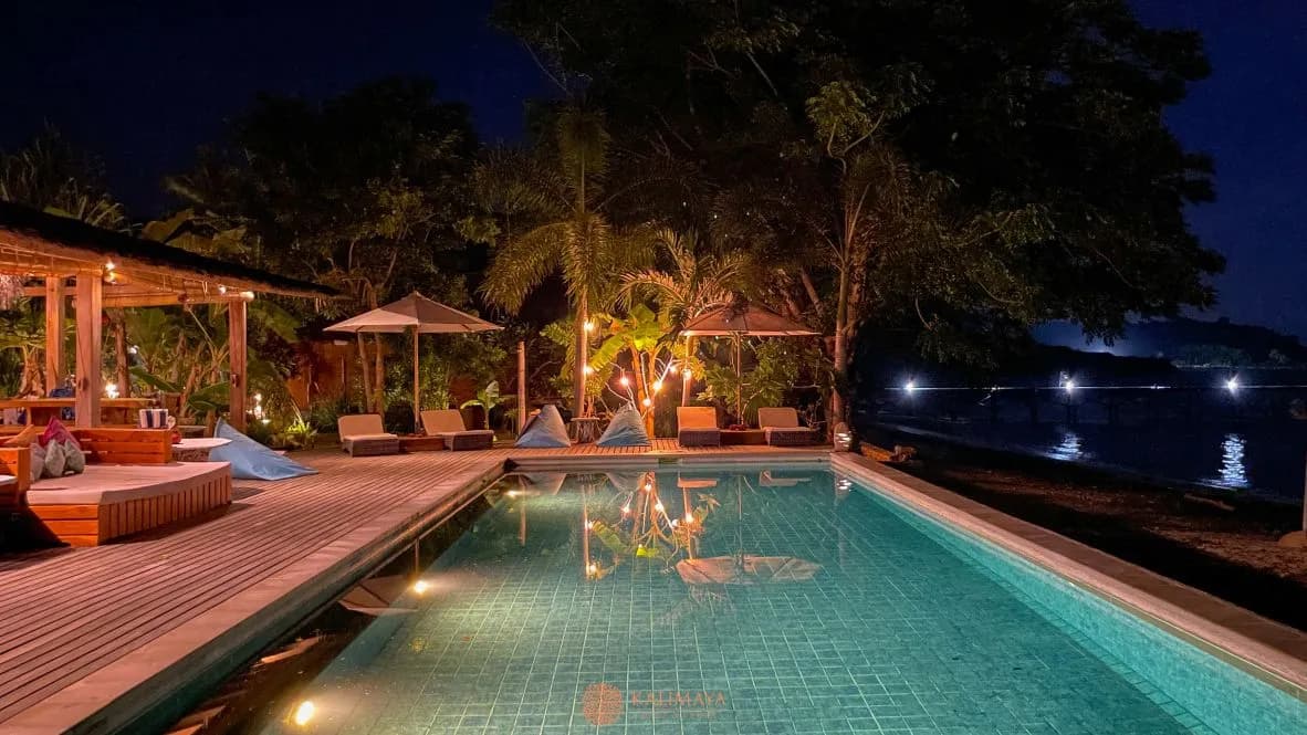 Pool at night time Pool at night time