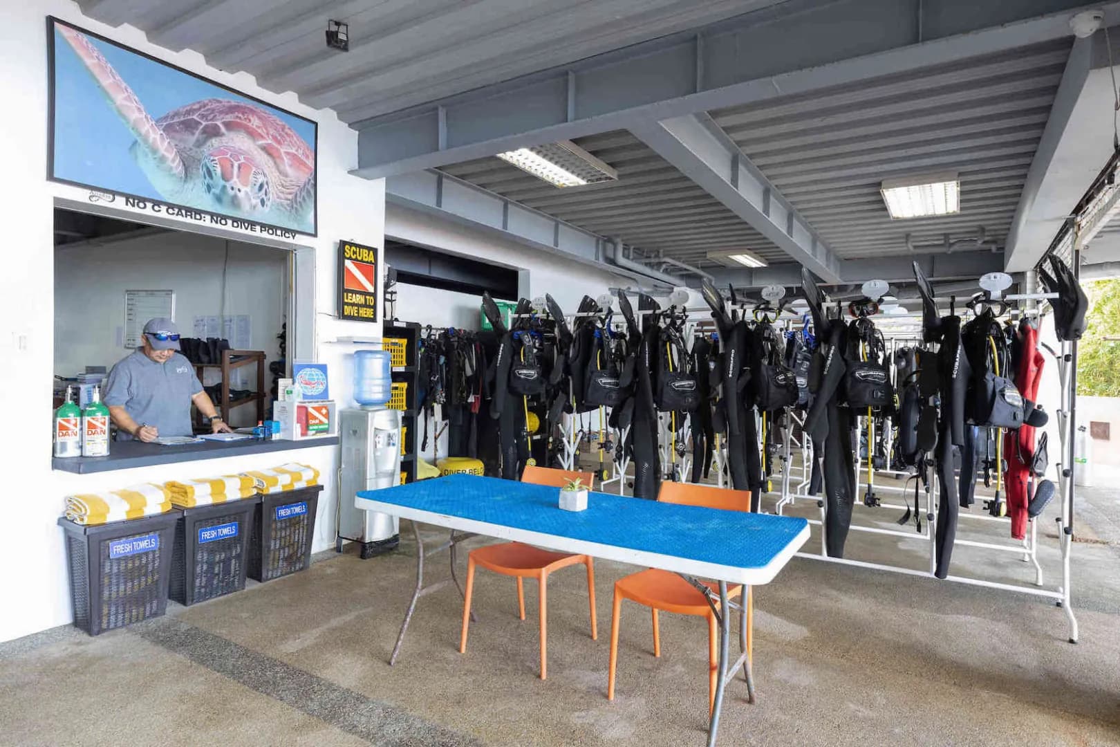 Interior of the dive shop