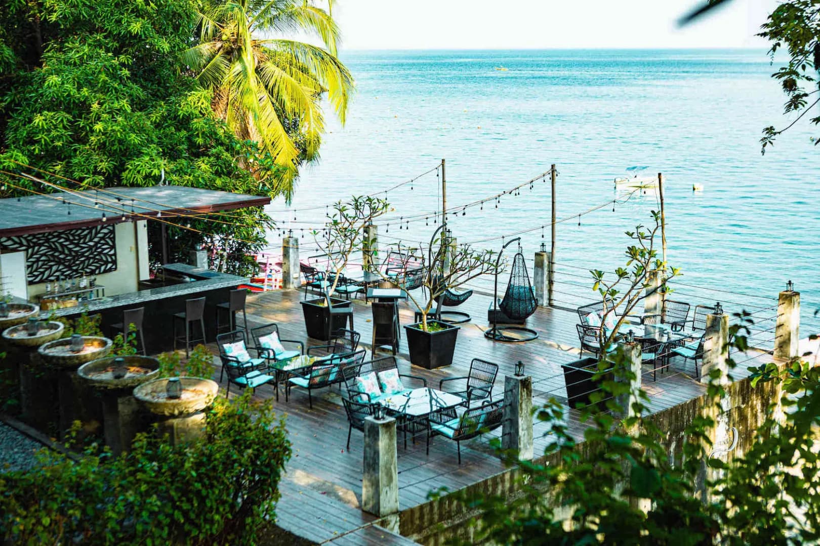 Lounge deck with chairs and tables