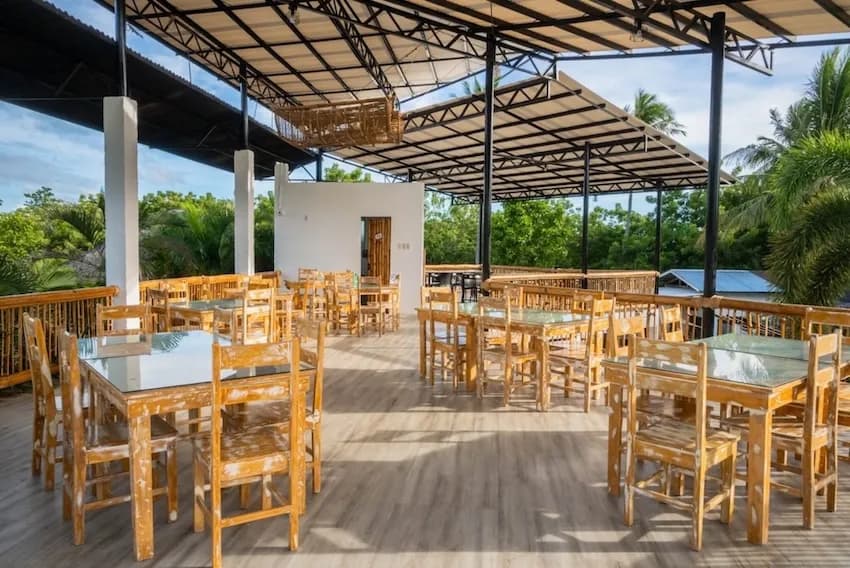 Shaded dining area Shaded dining area