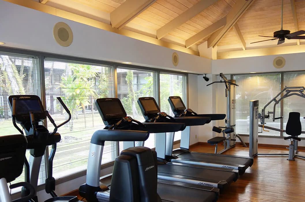 The fitness center at Palau Pacific Resort in Micronesia. The fitness center at Palau Pacific Resort in Micronesia.
