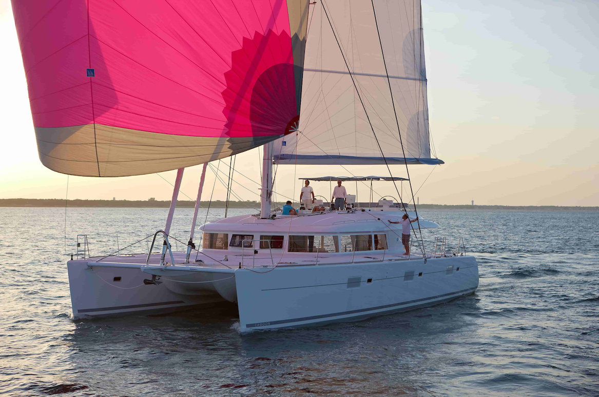 The Lagoon 620 Catamaran on the water