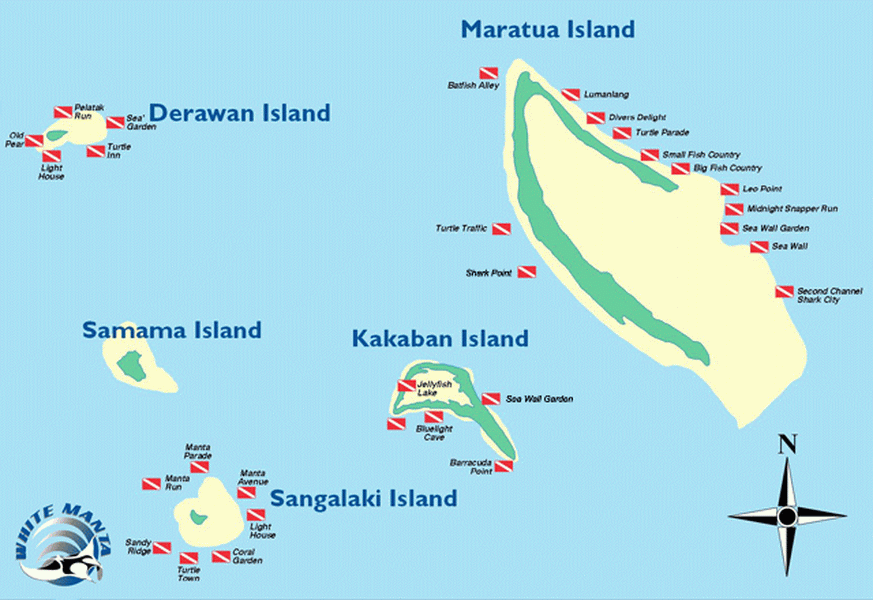 dive map sangalaki