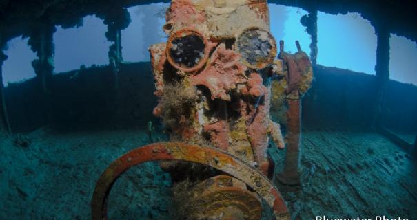 Inside of a shipwreck in Truk Lagoon