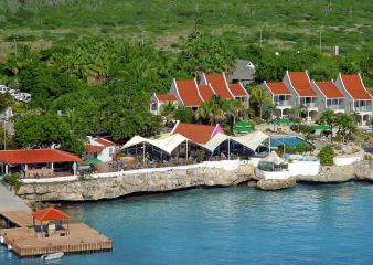 An aerial view of Captain Don's Habitat dive resort in Bonaire