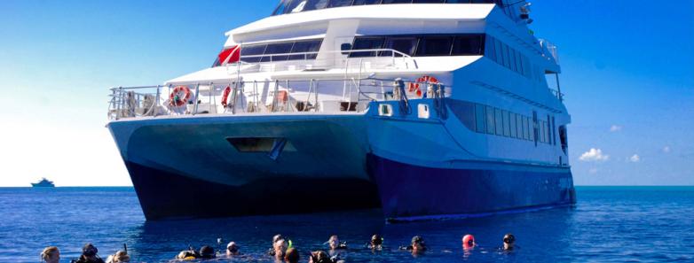 Exterior view of the Aqua Cat Cruises vessel
