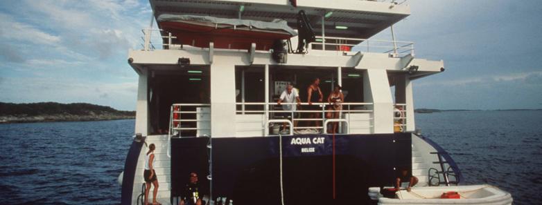 Rear view of Aqua Cat Cruises dive deck