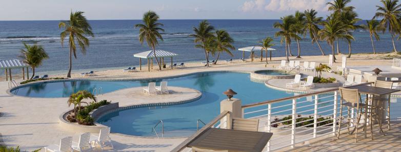 A view of the pool from the second floor of the bar at Cayman Brac Beach Resort