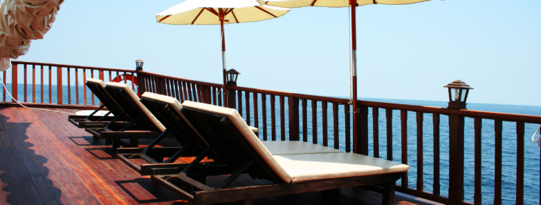 Sun loungers on a deck of the Diva Andaman Liveaboard