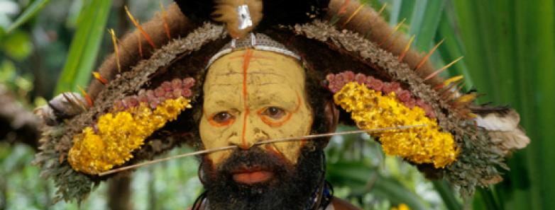 An elder Huli man in Papua New Guinea.