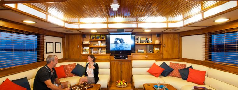 Lounge aboard the Galapagos Aggressor III Liveaboard