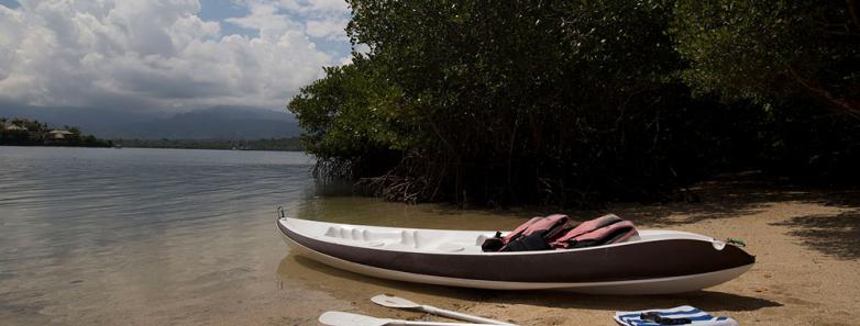 Kayaks on the beach at Plataran Menjangan Resort & Spa Bali