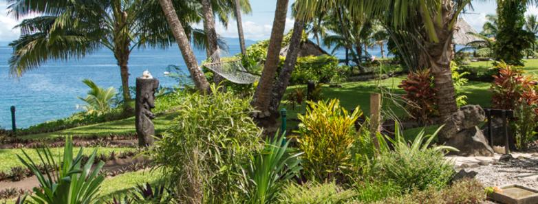 Lush gardens of Paradise Taveuni Resort