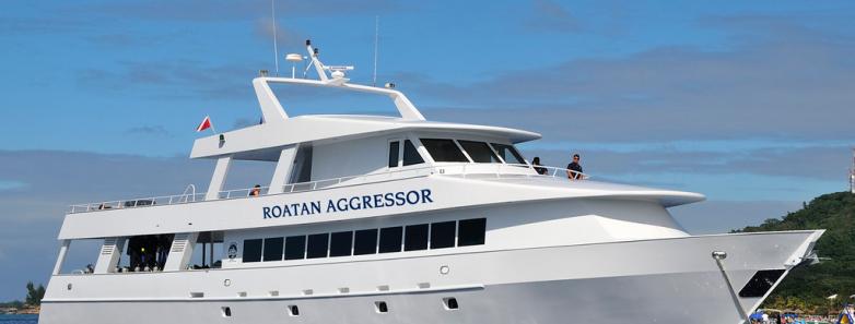 The Roatan Aggressor Liveaboard on the water.