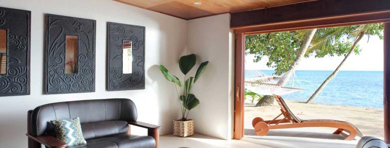 Lagilagi Villa outdoor lounge at Toberua Island Resort Fiji.