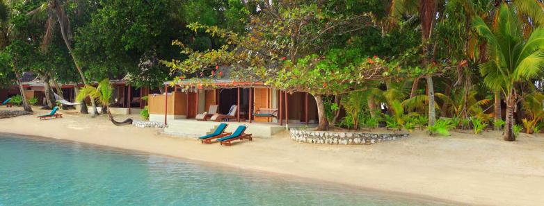 Exterior view of a premium bure at Toberua Island Resort Fiji.