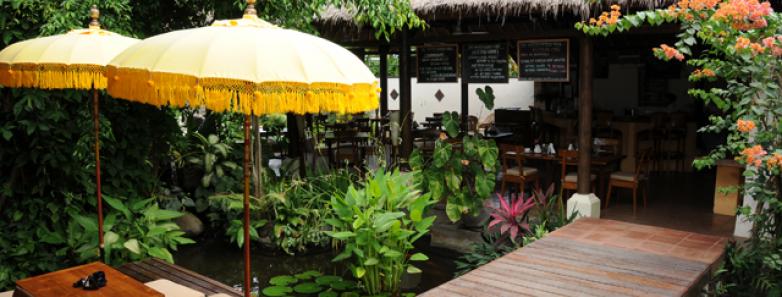 The exterior of the restaurant at Watergarden Resort Bali.