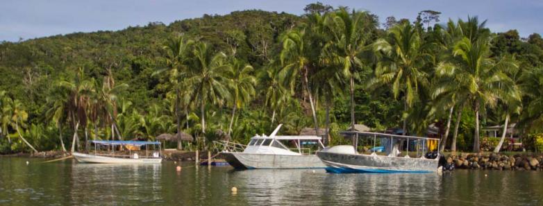 Three boats at Waidroka Bay Resort