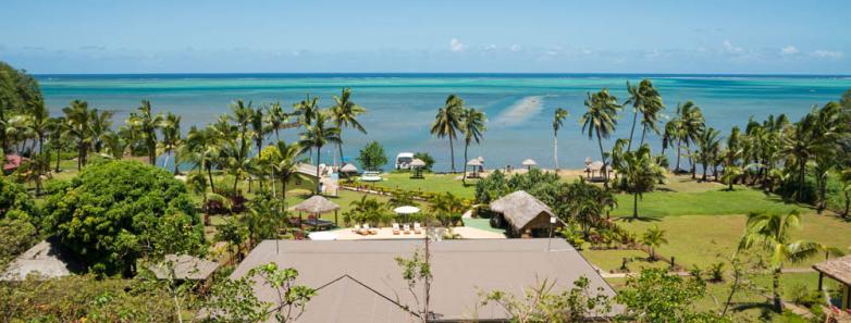 The view from Deluxe Panoramic Room at Waidroka Bay Resort