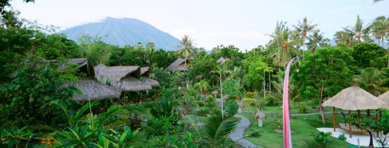 Gorgeous tropical grounds at Alam Batu Beach Bungalow Resort Bali