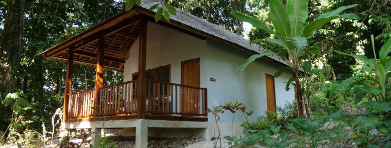 The Deluxe Bungalows atop a hill at Ambon Dive Resort