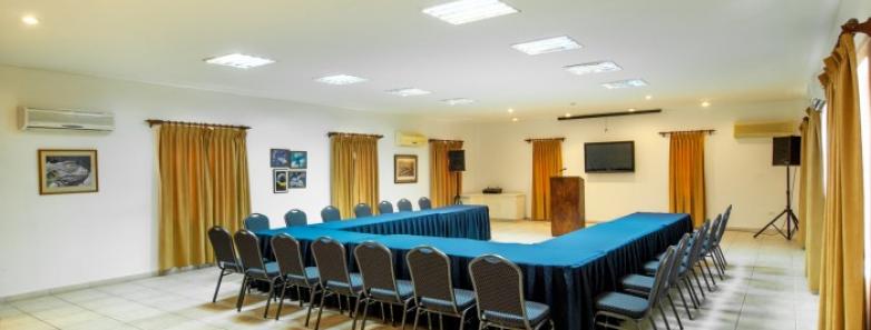 The conference room at Captain Don's Habitat dive resort in Bonaire