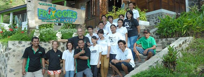 Resort staff pose for a group photo.