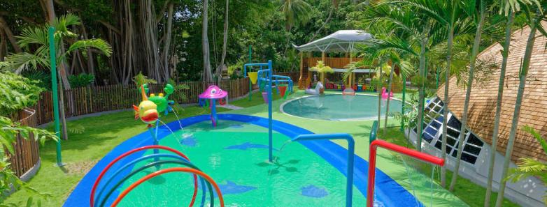 A waterpark for children at Kuramathi Island Resort Maldives.