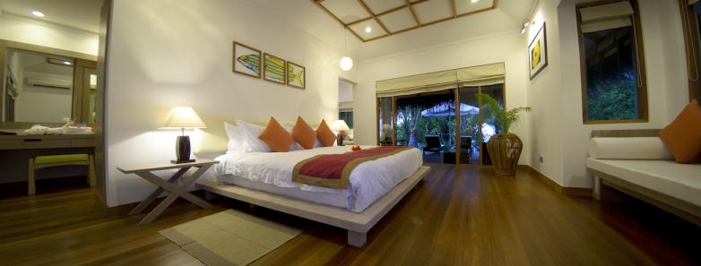 A luxurious honeymoon pool villa at Kuramathi Island Resort Maldives.